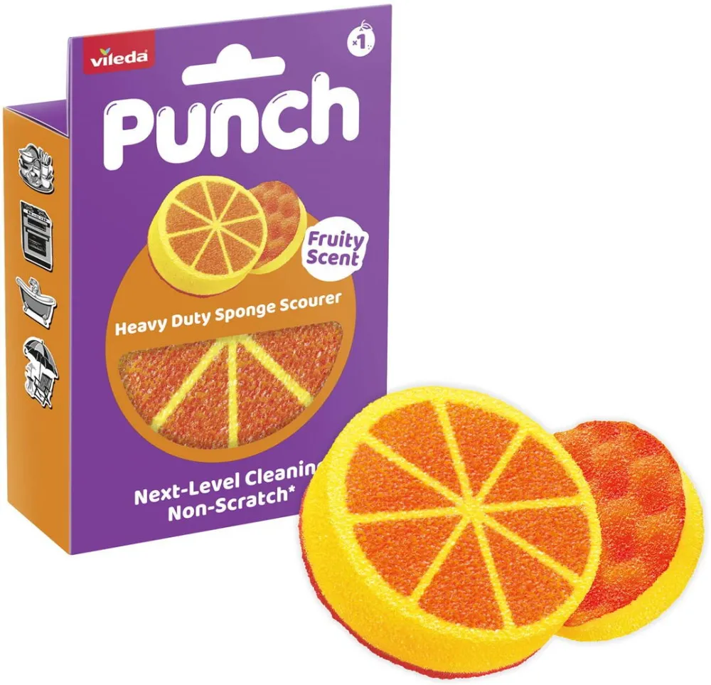 VILEDA Punch Strong Orange Scouring Pad, 1 piece