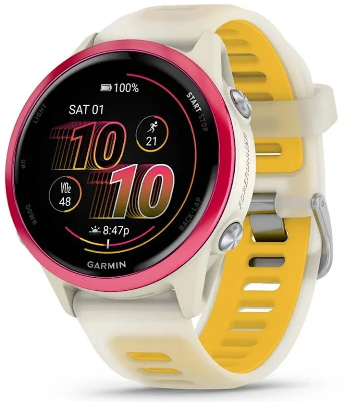Smartwatch Garmin Garmin Forerunner 570 3.05 cm (1.2") AMOLED 42 mm Digital 390 x 390 pixels Touchscreen Pink, White Wi-Fi GPS (satellite)