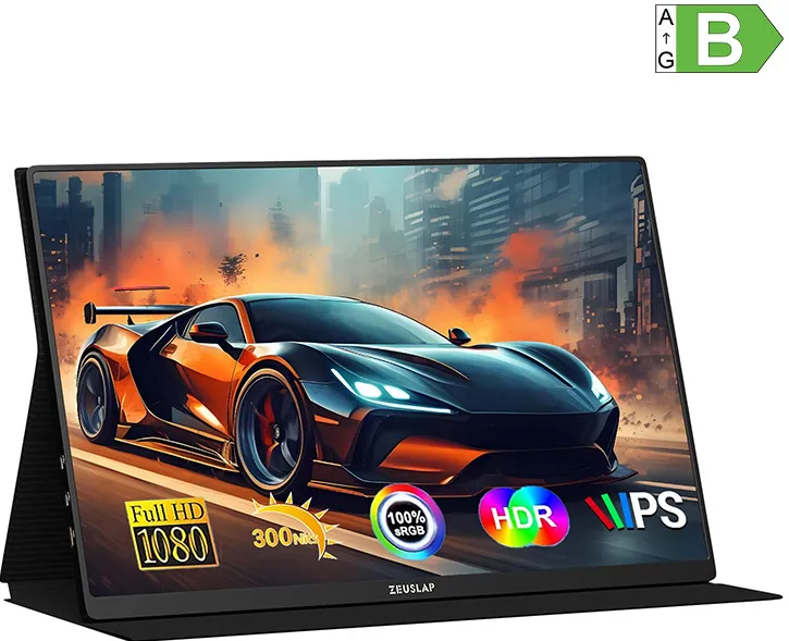 Monitor Zeuslap Monitor Portabil, Zeuslap, P16A, Rezolutie 1920 x 1080, Frecventa De Refresh 144 Hz, Panou Ips Lcd, Luminozitate 300 Cd/M², 36.7 x 22.9 x 1 cm, Multicolor