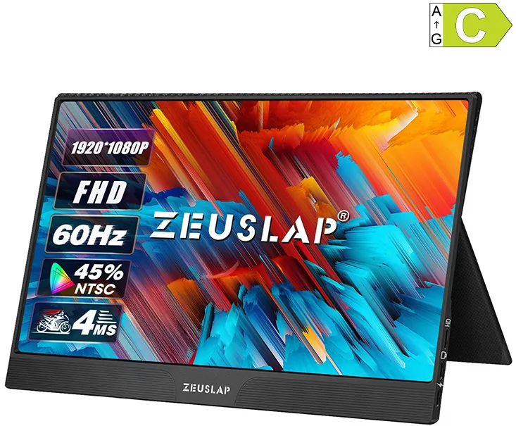 Monitor Zeuslap Monitor Portabil, Zeuslap, Z15St, Ecran Tactil De 15.6 Inchi, Rezolutie 1920 x 1080, Timp De Raspuns 3 Ms, Contrast 800 1, Dimensiuni 35.5 x 22.4 x 1 cm, Multicolor