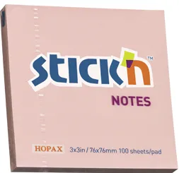 Hopax Notes autoadeziv 76 x 76 mm, 100 file, Stick'n - roz pastel