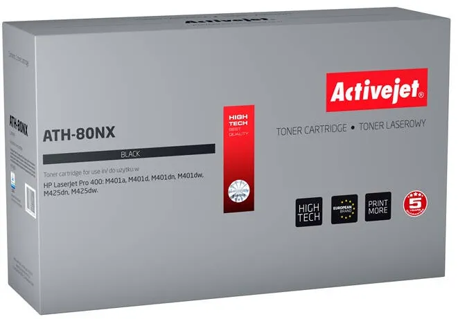 Toner imprimanta ACTIVEJET COMPATIBIL ATH-80NX for HP printer; HP 80X CF280X replacement; Supreme; 6900 pages; black