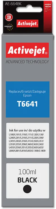 Cartus Imprimanta ACTIVEJET Compatibil AE-664Bk bottle for Epson printer, Replacement Epson T6641; Supreme; 100 ml; black