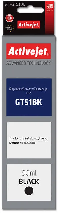 Cartus Imprimanta ACTIVEJET Compatibil AH-GT51Bk for HP printer; HP GT-51BK M0H57AE replacement; Supreme; 90 ml; black