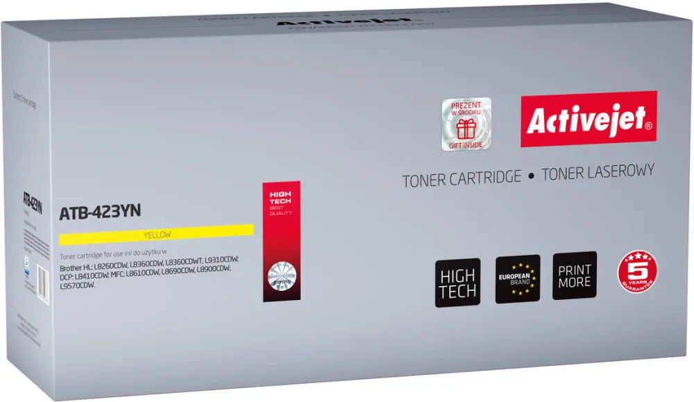 Toner imprimanta ACTIVEJET Compatibil ATB-423YN for Brother printer; Brother TN-423Y replacement; Supreme; 4000 pages; yellow