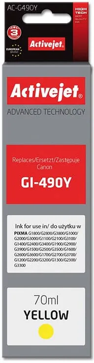 Cartus Imprimanta ACTIVEJET AC-G490Y pentru imprimanta Canon GI-490Y, 70 ml, Yellow