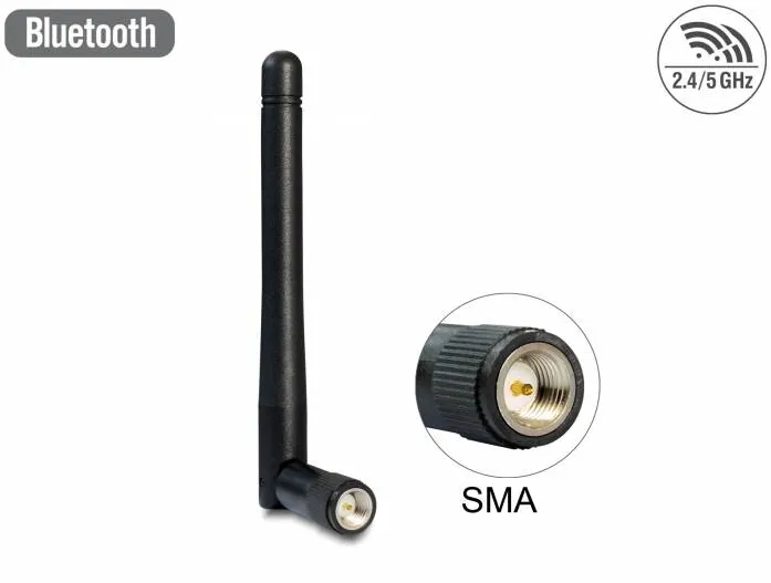 Accesoriu Retea DELOCK WLAN 802.11 ac/a/b/g/n Antenna SMA plug 2 dBi omnidirectional with tilt joint black