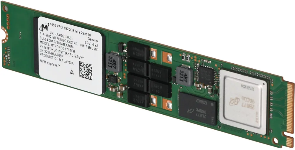 SSD Micron Dysk 7450 PRO 1.92TB M.2 (22x110) NVMe Gen4 MTFDKBG1T9TFR-1BC1ZABYYT (DWPD 1) Tray