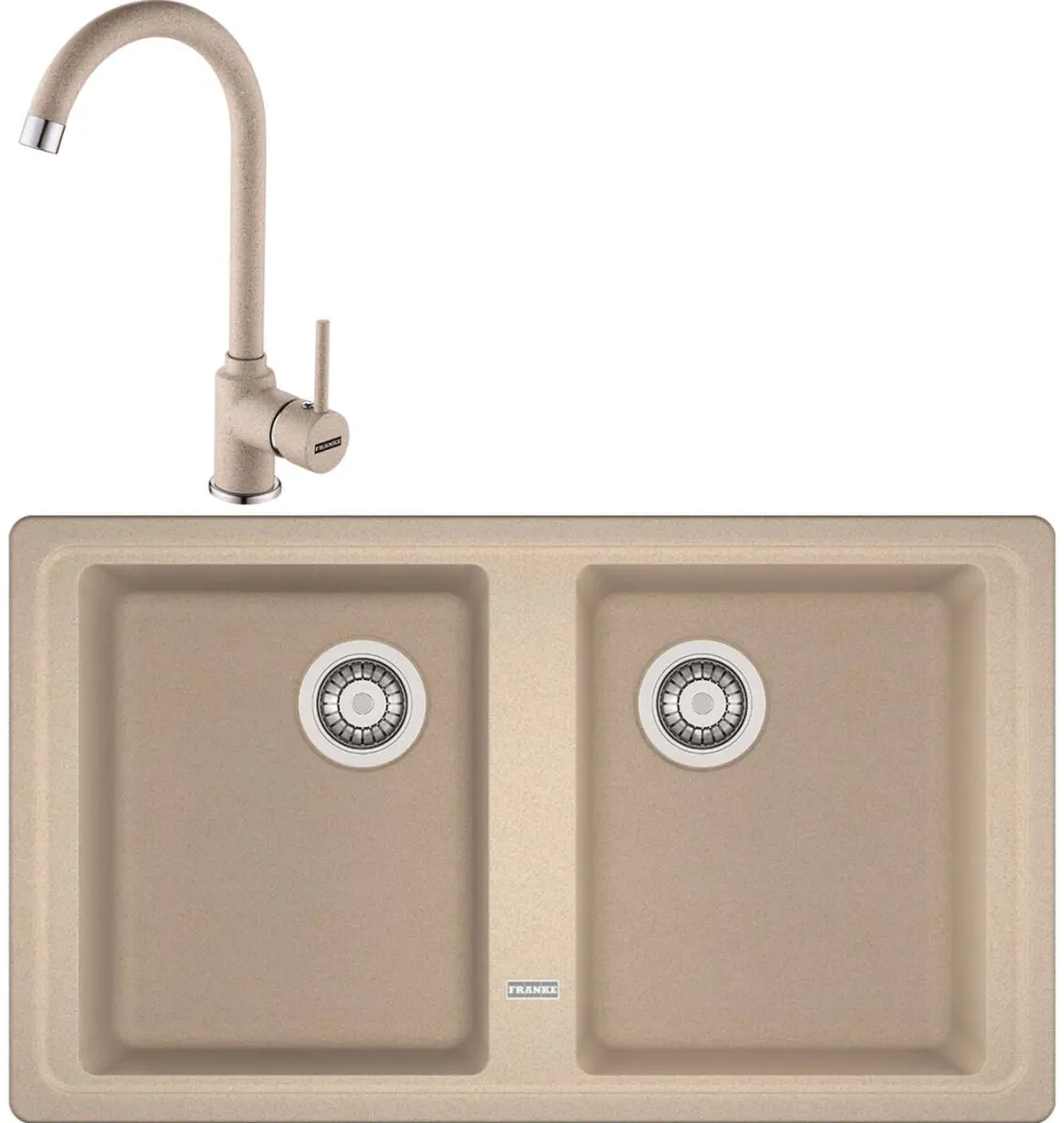 Franke Pachet chiuveta bucatarie Franke BFG 620, 86x50cm + Baterie Pola 1.0 Avena, rotatie pipa 360 grade, racorduri flexibile inox, discuri ceramice, include ventil de 3 1/2”, cleme de fixare, sifon