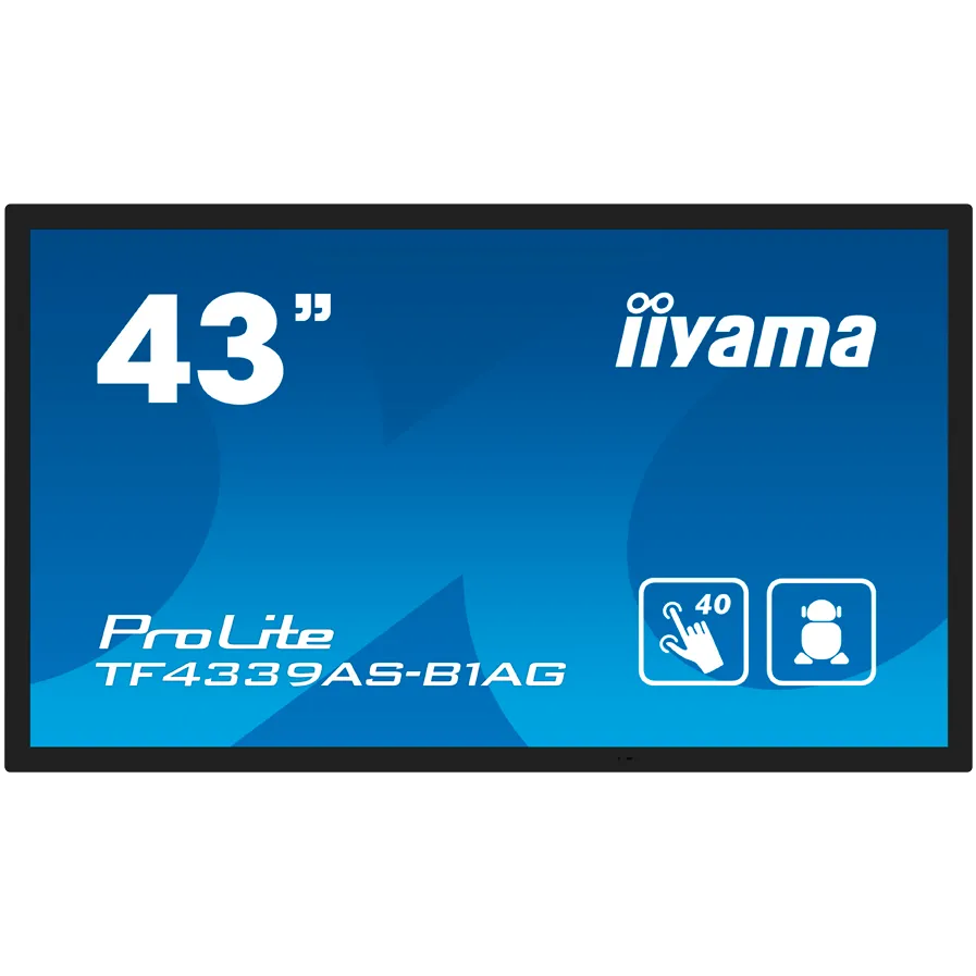 IIyama Ecran Profesional IPS LED Iiyama 42.5" TF4339AS-B1AG, UHD 3840 x 2160, HDMI, DisplayPort, Boxe, Touchscreen Negru
