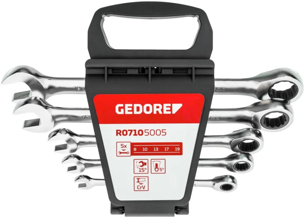Gedore red Ratchet Spanner Set metric 5-pieces
