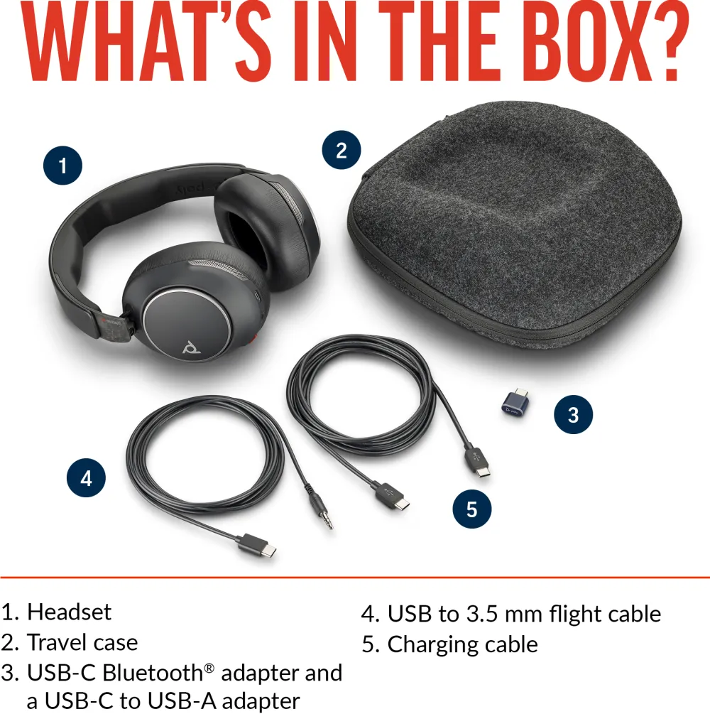 Casti Office/Call Center Poly Headset Voyager Surround 80 UC USB-C/A