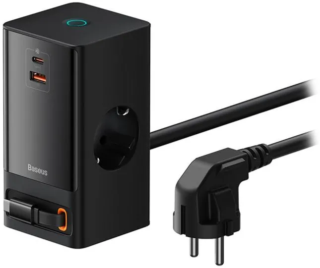 Baseus INCARCATOR RETEA Baseus GaN3 Pro Powerstrip, Quick Charge 65W, 2 x AC, 1 x USB Type-C Output 5V/3A, 1 x USB, lungime cablu 1.5m, negru "PSLR000301" (timbru verde 0.18 lei) - 6932172625436