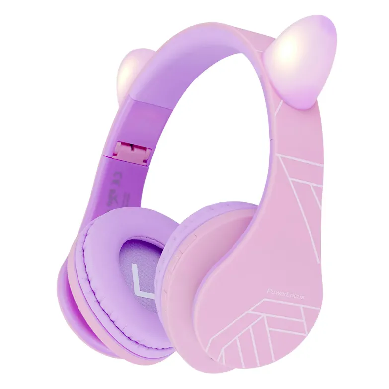 Casti Bluetooth PowerLocus P2 Kids Headphones purple/pink with Ears