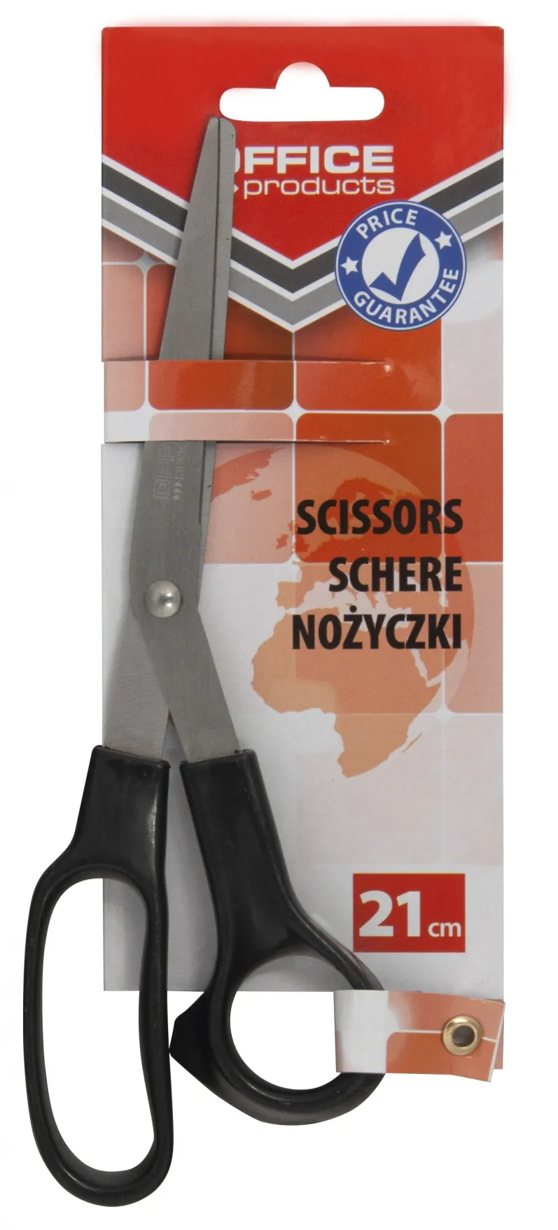 Office Products Foarfeca otel, 21cm, Office Products - maner negru