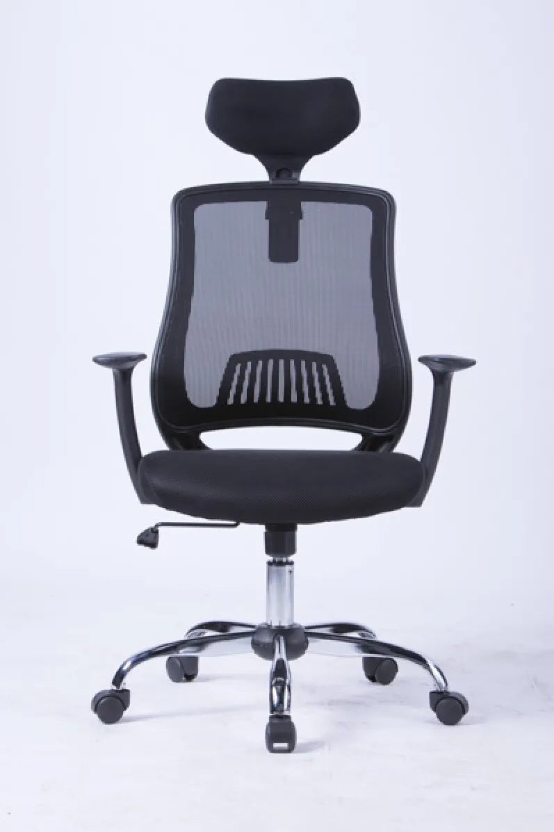 Office Products Scaun de birou, brate plastic, rotile, mesh textil, cu tetiera, Office Products Itaka - negru