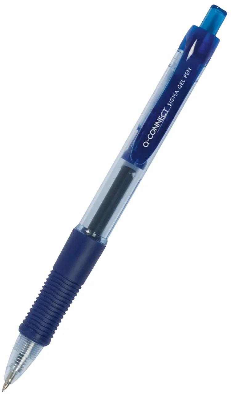Q-CONNECT Pix cu gel, mecanism retractabil, rubber grip, 0.5 mm, Q-Connect - albastru
