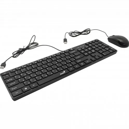 Kit Periferice GENIUS KIT wired GENIUS USB, tastatura 104 taste (concave) + mouse optic 1000dpi, 3 butoane, black, "SlimStar C126" "31330007400" (timbru verde 0.8 lei)