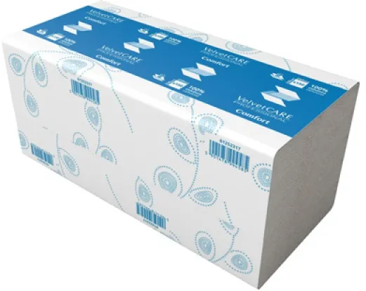 Velvet Servetele ZZ, hartie alba, 25x23cm, 2 straturi, 150buc/pachet, 20pachete/cutie, VELVET Professional
