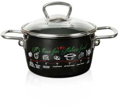 Metalac Oala 1.9l cu capac din sticla Italian Food Metalacemail/16cm/1.9l