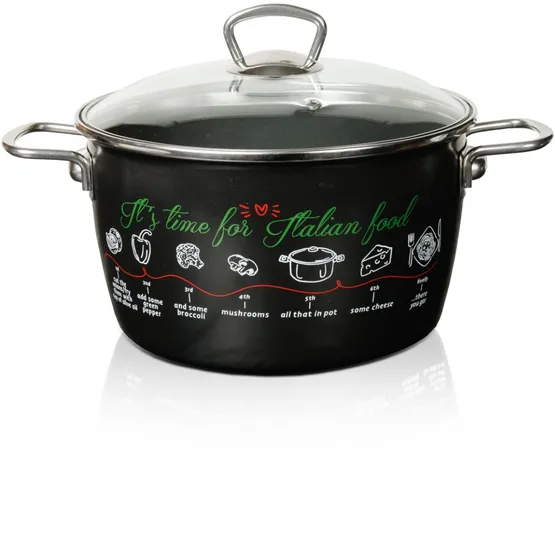 Metalac Oala 6l cu capac din sticla Italian Food Metalacemail/24cm/6l
