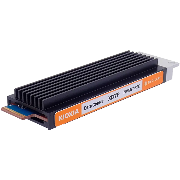 Hard disk server Kioxia SSD XD7P 3840GB E1.S NVMe Gen.4 1x4 DWPD 1 3D TLC BiCS Flash Data Center NVMe SED PLP