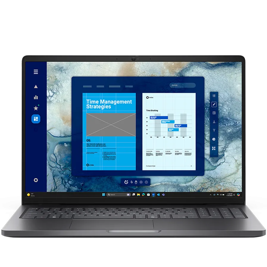 Laptop Dell Dell Pro 16,16"FHD+(1920x1200)Touch 300nits 45% NTSC,Intel Core Ultra 7 265U(12 TOPS NPU 12cores/5.3GHz)vPro,16GB(1x16)5600MT/s,512GB SSD,Integrated Intel Graphics,