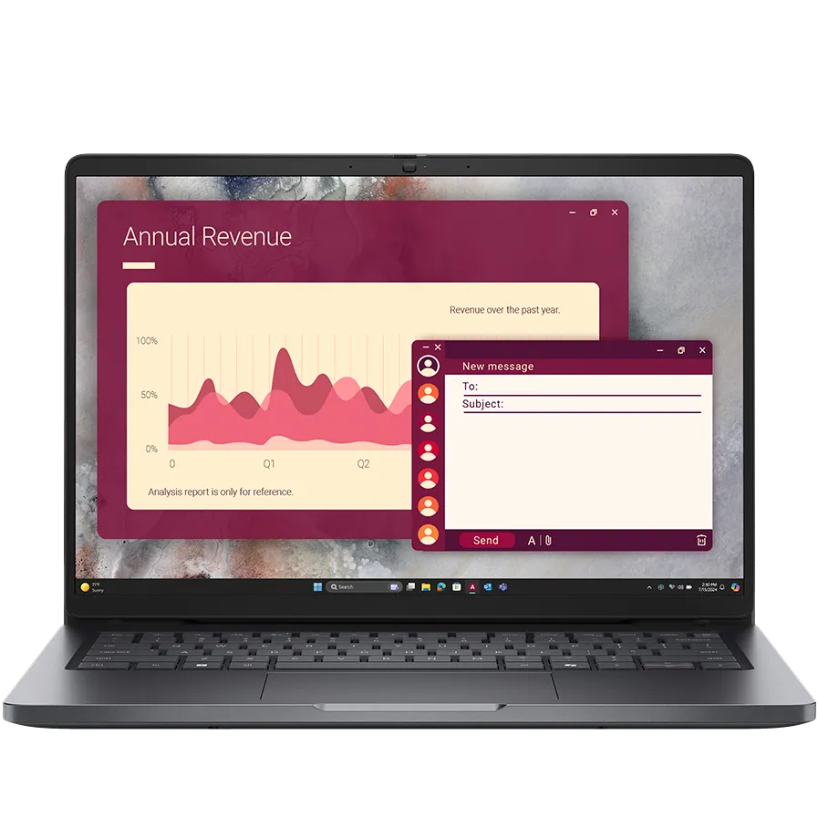 Laptop Dell Dell Pro 14,14"FHD+(1920x1200)400nits 100% sRGB,Intel Core Ultra 7 265U(12 TOPS NPU 12cores/5.3GHz)vPro,16GB(2x8)5600MT/s,512GB SSD,Integrated Intel Graphics