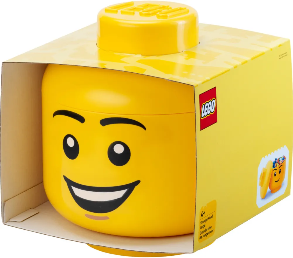 Room Copenhagen LEGO Storage Head "Happy Boy", large (yellow)