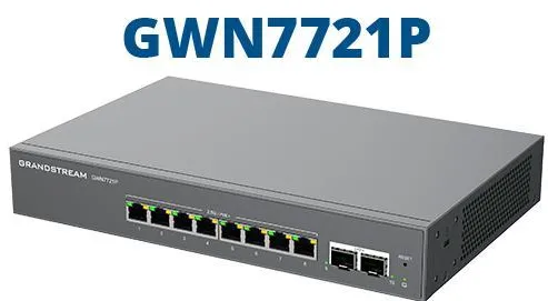 Switch Grandstream Layer 2 Lite Cloud Managed Switch, GWN7721P, 8x 2.5GbE RJ45, 2x 10G SFP+, PoE/PoE+