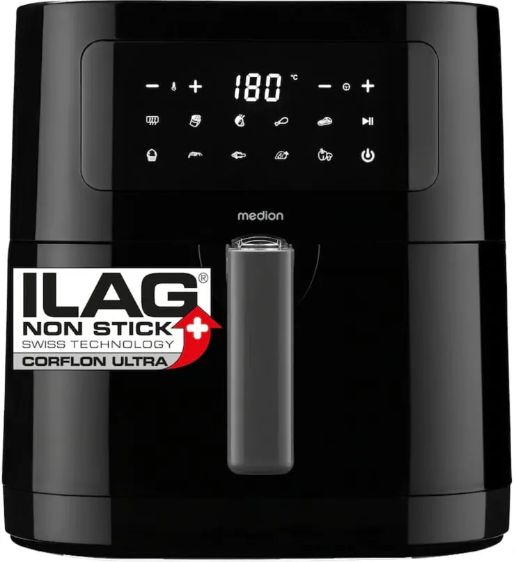 Medion hot air fryer Life MD 11740 E40 XL (black, 2,150 watts, basket 5.2 liters)