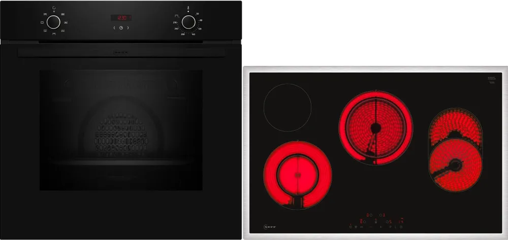Set cuptor incorporabil si plita electrica Neff BX38B 71 l negru inox