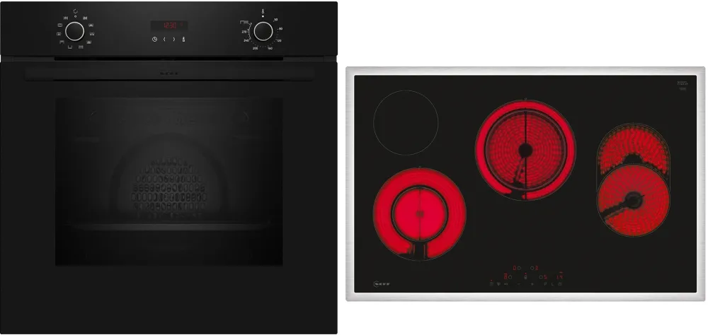 Set cuptor incorporabil si plita electrica Neff BX48PB0 71 l piroliza negru inox