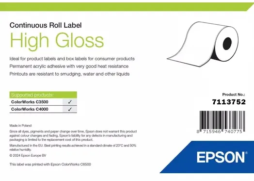Banda etichete Epson ETICHETE High Gloss Label, Continuous Roll, 51mm x 33m