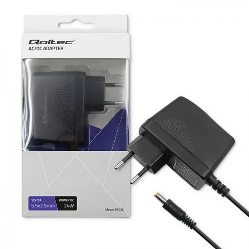Alimentator Laptop QOLTEC Plug in power supply 24W 12V, 2A, 5.5x2.5