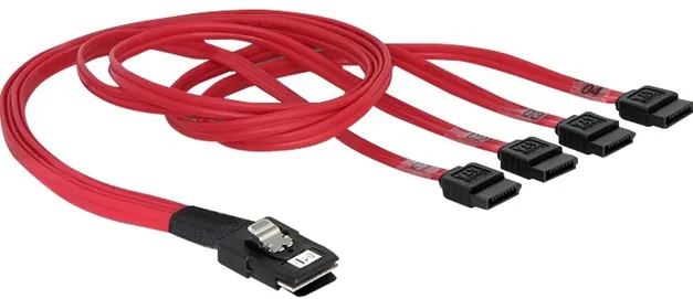Cablu DELOCK Cu conector Mini SAS SFF-8087 > 4 porturi SATA cu 7 pini 0,5 m