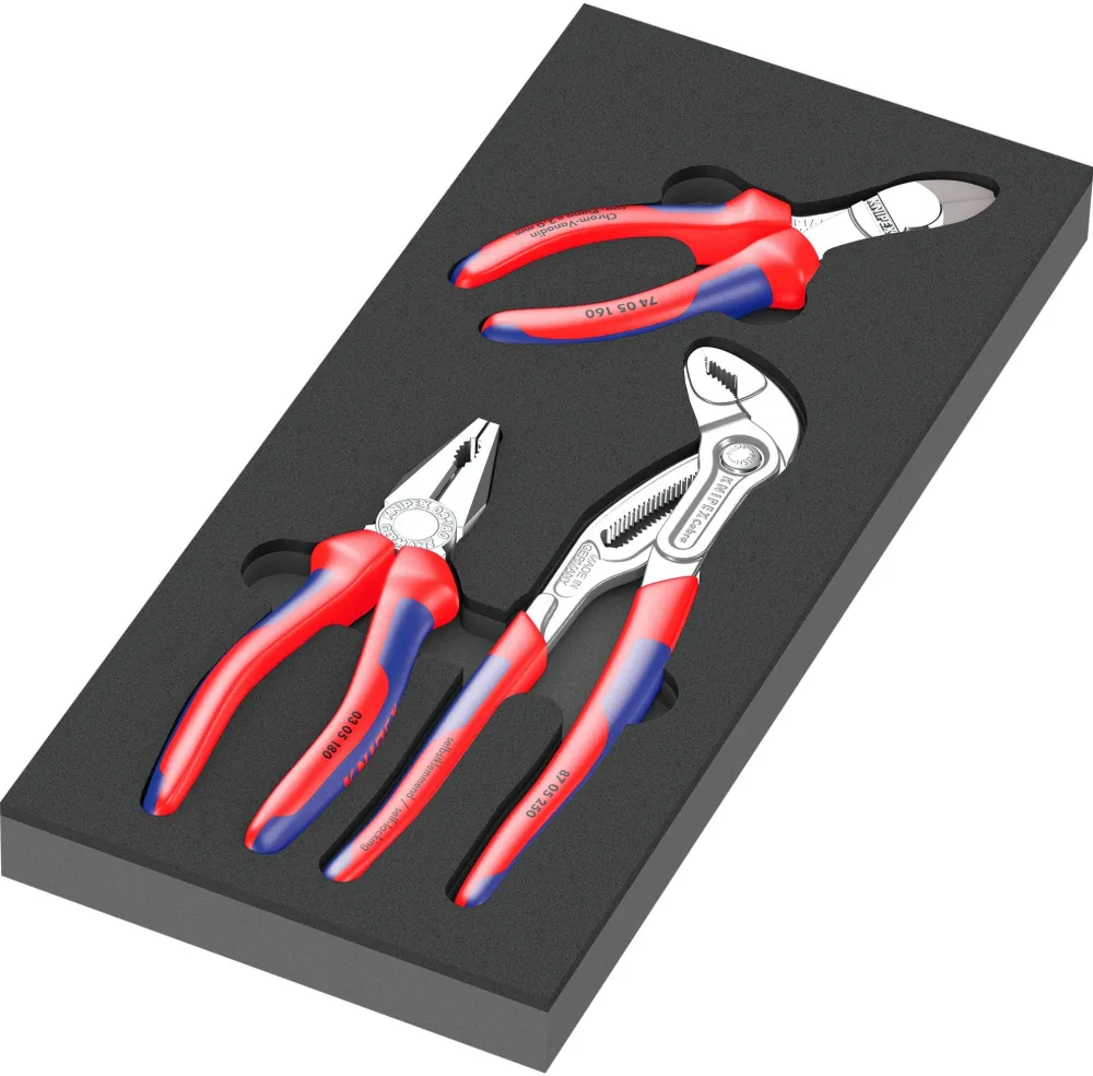 WERA 9780 foam insert KNIPEX pliers set 1, 3 pieces (black/gray, in foam insert for workshop trolley)