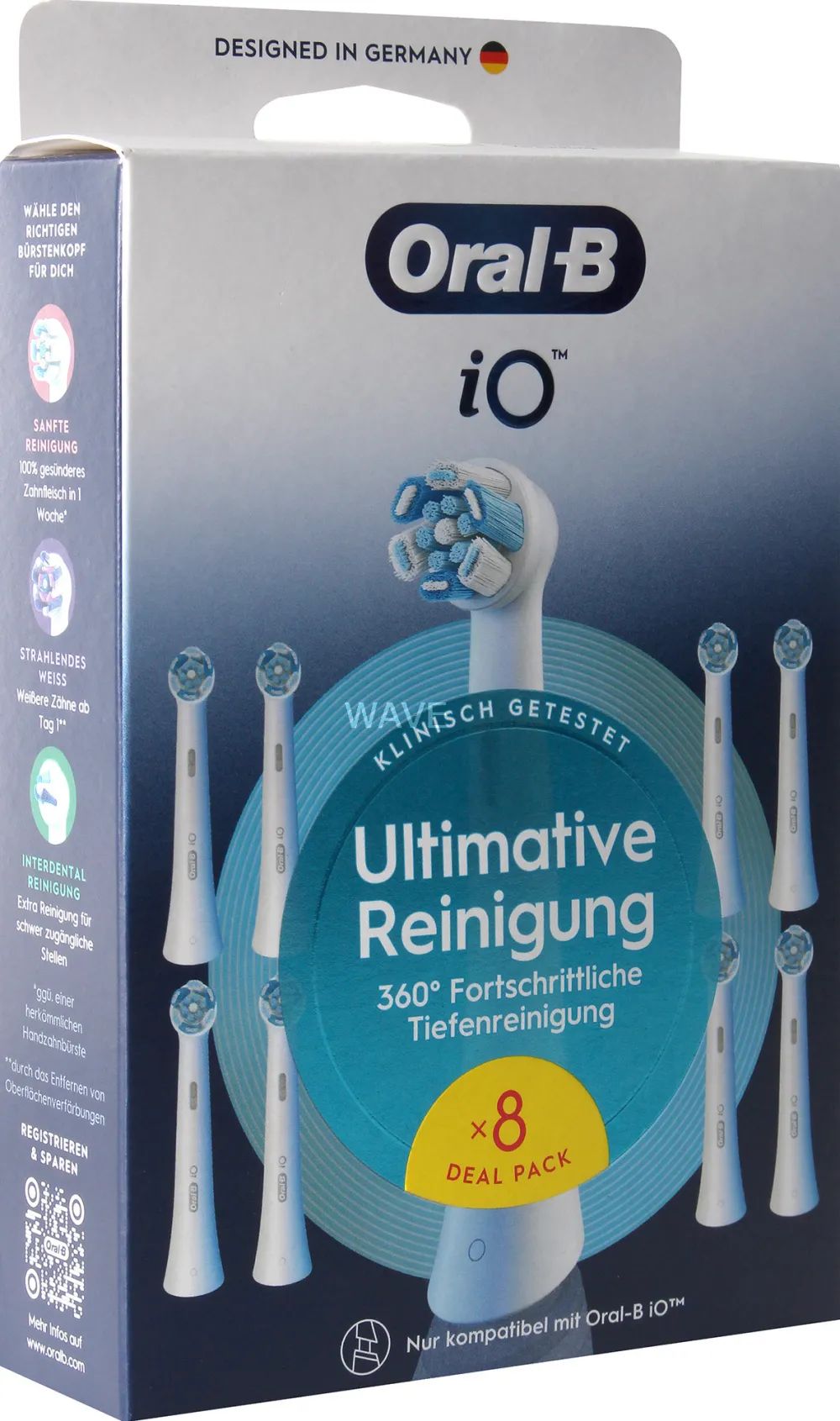 ORAL-B iO Ultimate Clean 8-pack, white brush heads, superior plaque removal