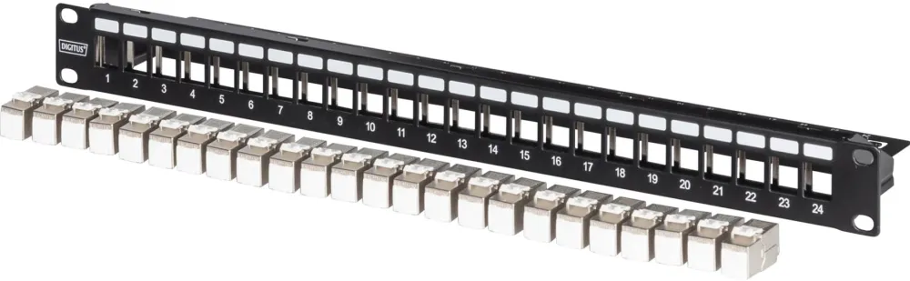 Accesoriu Retea Digitus Patchpanel 1HE 24xCat6A Keystone Module geschirmt sc