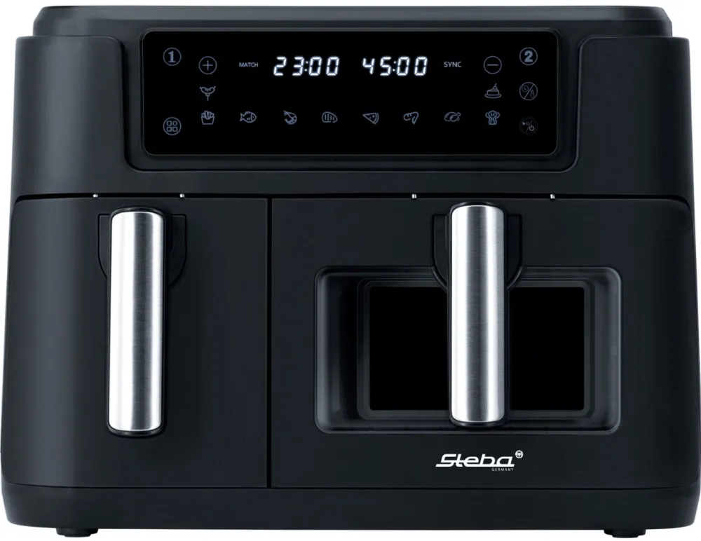 Steba double hot air fryer HF 9500 DUO (black, 2,400 watts, 2 baskets 6 liters + 3.5 liters)