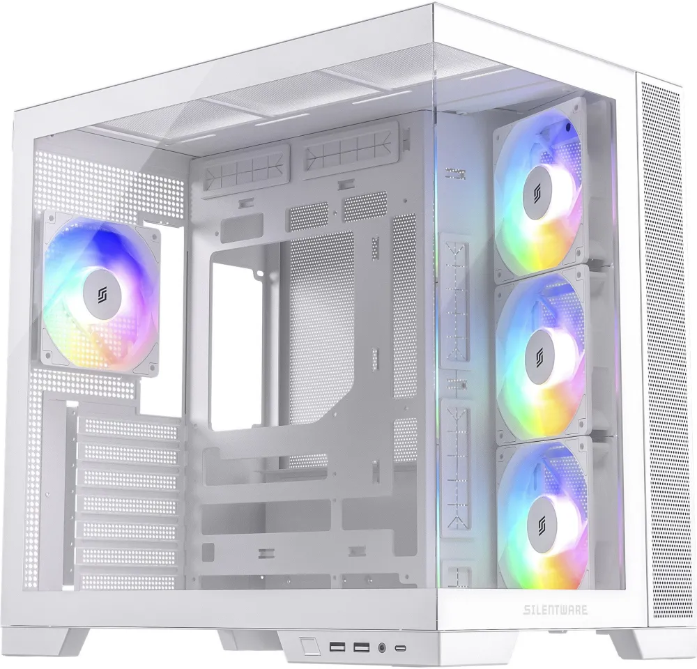 Carcasa PC Silentware View A-RGB, tower case white, tempered glass x2