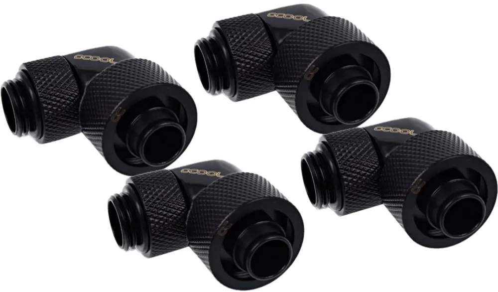 Alphacool Alphacool Eiszapfen 16/10mm screw-in fitting, 90° rotatable, G1/4, black connection, for soft tubing (PVC, silicone, neoprene)