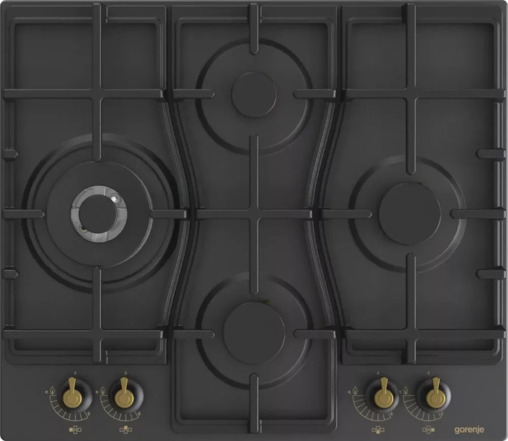 PLITA INCORPORABILA GW6D42CLB, GAZ, 4 ARZATOARE, WOK, NEGRU