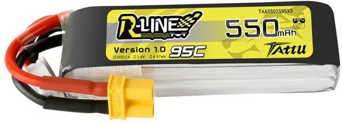 Bateriile Tattu R-Line 550mAh 7.4V 95C 2S1P XT30