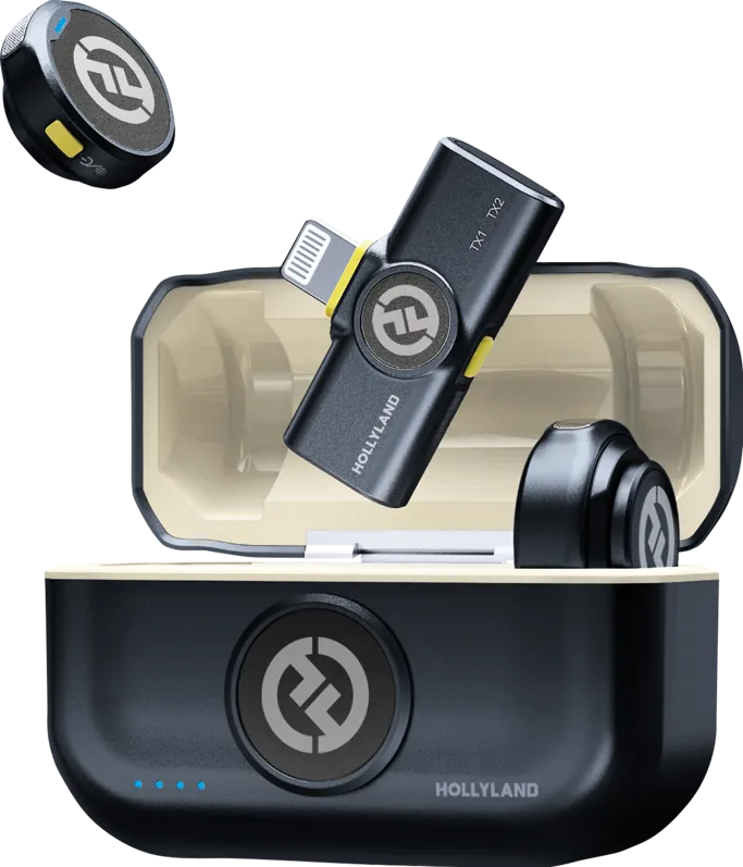 Hollyland Lark M2 Lightning - Wireless Lavalier Microphone with Lightning Plug (Duo,Shine Charcoal)