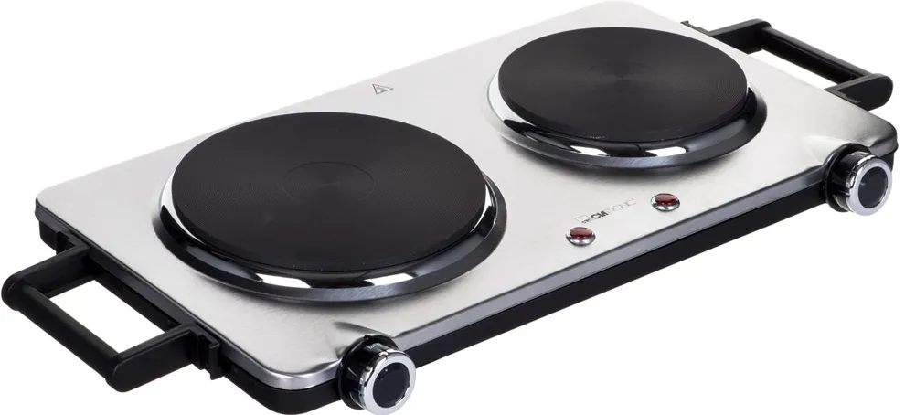 Clatronic DKP 3668 E Black, Stainless steel Countertop Sealed plate 2 zone(s)