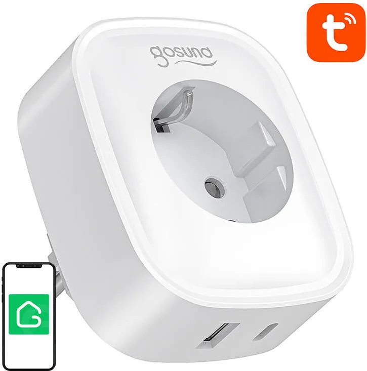 Gosund SP6 16A USB-C 20W Tuya priză inteligentă WiFi/Bluetooth