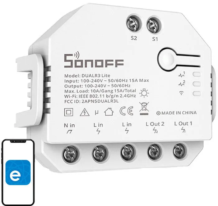 Comutator inteligent Wi-Fi Sonoff Dual R3 Lite