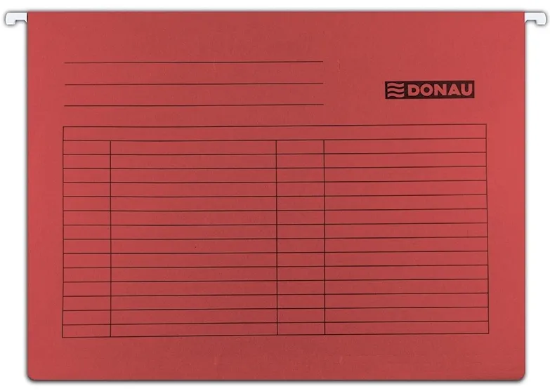 Dosar suspendabil cu eticheta, bagheta metalica, carton 230g/mp, 5 buc/set, DONAU - rosu