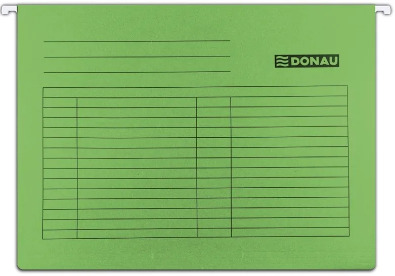 Dosar suspendabil cu eticheta, bagheta metalica, carton 230g/mp, 5 buc/set, DONAU - verde